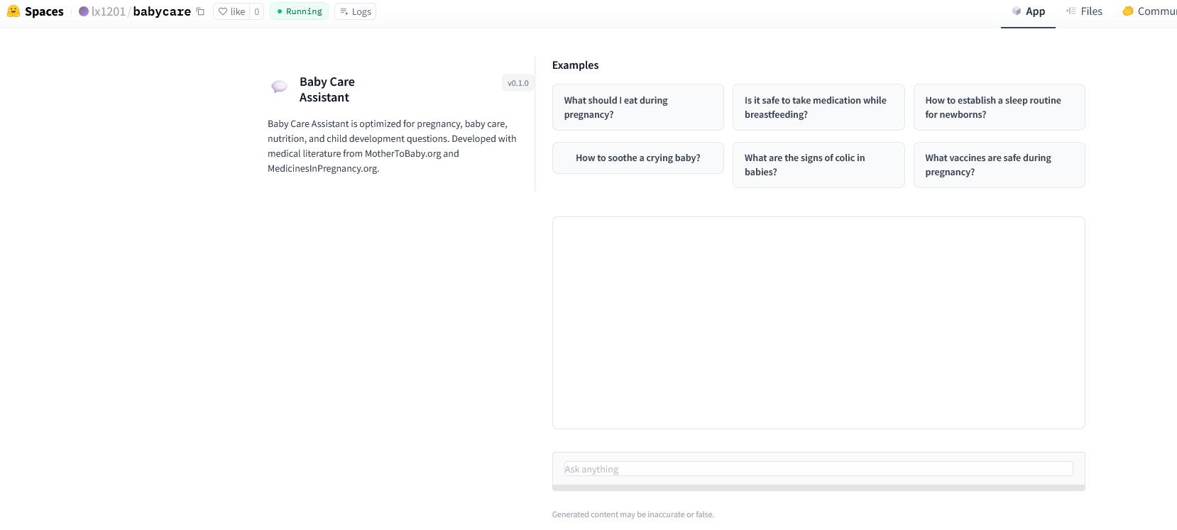 BabyCare360-demo - A RAG-based AI Assistant for Baby Care
